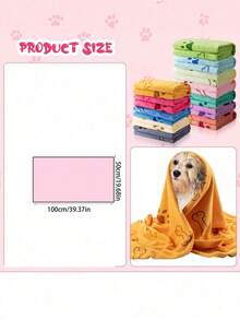 1/2pcs Pet Dog Grooming Towel 19.6*39.3 Inch Microfiber, Pet Bath Towel Dog Absorbent Towel Quick Drying Puppy Bath Products For Small, Medium And Large Dogs (Bright Colors, PAWS, Bones) - Multicolor - View 3