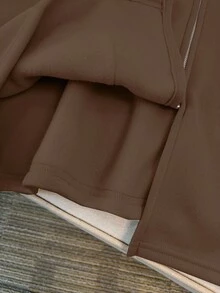 SHEIN Clasi Veste polaire zippée décontracté unie grande taille