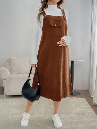 SHEIN Maternity Solid Color Minimalist Casual Camisole Dress