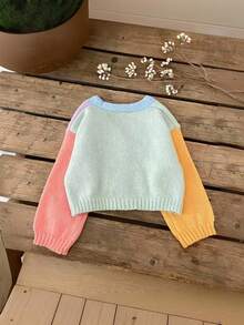 SHEIN Fashionable Casual Minimalist Colorblock Cute Baby Girls Cardigan Sweater Fall Winter Baby Sweater Cardigan Baby Knitwear Baby Girl Pastel Colors Baby Girl Cute Sweater Jacket Rainbow Warm Clothes Baby Girl Baby Knitwear Cardigan Color Block Baby Cardigan Baby Sweater Jacket - Multicolor - View 2