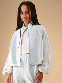 SUMWON Ensemble de survêtement décontracté pour adolescentes, comprenant un sweat-shirt à capuche zippé bleu clair et un pantalon de jogging assorti - Bleu ciel - Voir 5