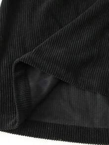 Vesra 女式长款黑色常规灯芯绒夹克 - 黑色 - 查看 7