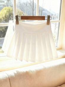 GlowEve Pleated A-Line High Waist Skirt, Elegant Women's Skirt, Apricot Color, Winter