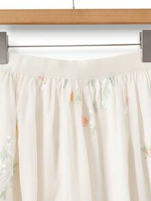 Franclia Plus Size French Embroidered Loose Skirt, Spring & Autumn - Apricot - View 3