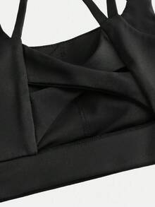 SHEIN 女大童後背十字交叉運動型胸罩 - 黑色 - 查看 3