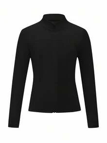 Sparklyn Tween Girl Zip Up Thumb Holes Active Jacket Workout Black Jogging Exercise Horse Riding Work Out - Black - View 4