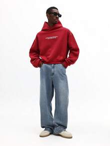 SUMWON Tokyo Graphic Back Print Hoodie Streetwear Urban Style Drawstring Hooded Sweatshirt Japanese City Design Casual Fall Winter Pullover - Red - View 4