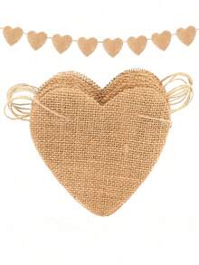 13 piezas de 3.5m de banderines de arpillera con forma de corazón reutilizables, guirnalda de arpillera estilo rústico para boda DIY, bandera de lino personalizable adecuada para cumpleaños, boda, fiesta, graduación, patio, hogar, eventos grandes, centro comercial, y ceremonia de graduación - Banner en forma de corazón - Ver 1