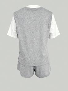 INAWLY Women's Fashion Versatile, INS Style, Casual Sportswear, Suitable For Outerwear, Photography Street, Must-Have For Girls, Back To School Season, Fashionable And Elegant, Summer, 100% Head-Turning, Loose Fit, Free Movement, Suitable For School, Shopping, Sports And Various Occasions, Easily Create A Vibrant Autumn Fashion Look, Become The Center Of Attention Wherever You Go, Women Short Sleeve T-Shirt Set