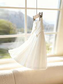 GlowEve Pleated A-Line High Waist Skirt, Elegant Women's Skirt, Apricot Color, Winter