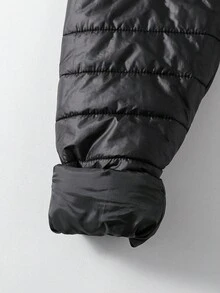 1pc Teen Boy's Casual Stand Collar Zip-Up Padded Coat, Suitable For Autumn/Winter Daily Commute And Outdoor Wear - Black - View 7