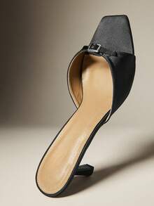 SHUZIA 女士宝石简约性感优雅缎面高跟凉鞋 - 黑色 - 查看 5