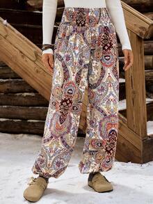 LanaWest Women's Floral Print Elastic Waist Loose Wide Leg Pants, Suitable For Vacation - Multicolor - View 3