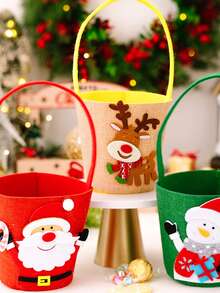 Joivida 1 Stück Weihnachts-kreative Cartoon-Süßigkeitentüte, Geschenktüte & Feiertags-Atmosphäre Dekorationseimer (mit Elch, Weihnachtsmann, Schneemann Designs) - neuartiges Design - stilvoll & niedlich - geeignet für Weihnachten - kann auf dem Esstisch platziert werden - Verschiedenfarbig - Übersicht 2