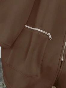 SHEIN Clasi Veste polaire zippée décontracté unie grande taille