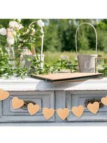 13 piezas de 3.5m de banderines de arpillera con forma de corazón reutilizables, guirnalda de arpillera estilo rústico para boda DIY, bandera de lino personalizable adecuada para cumpleaños, boda, fiesta, graduación, patio, hogar, eventos grandes, centro comercial, y ceremonia de graduación - Banner en forma de corazón - Ver 6