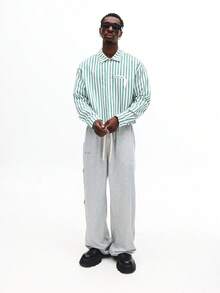 SUMWON Retro Long Sleeve Button Down Relaxed Fit Vertical Stripe Shirt Casual Business Office Wear Classic Spring Autumn