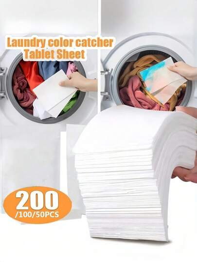10/ 50 /100 /200PCS Bag Laundry Detergent Sheets Anti Stain Color Absorption Paper For Travel Home Use  Washing Machine  Anti Mixing Color Sheets Laundry Accessories
