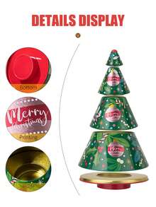 Cirelle 1 Piece Of Creative Christmas Decoration Christmas Tree-Shaped Tin Candy Box / Green Small Tree Storage Box / Cookie Box