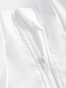 SHEIN Girlism Kurtka sportowa dla nastolatek, biała, casualowa, lekka, zapinana na zamek, dopasowana do biegania, siłowni, jogi, odpowiednia na wiosnę, lato i powrót do szkoły jesienią/zimą