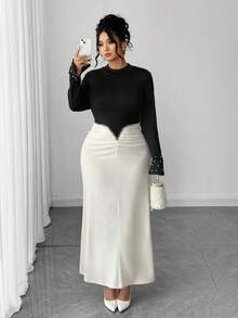 Elenzga Elegant And High-End Autumn Dress For Plus-Size Ladies - Multicolor - View 4