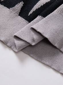 Manfinity CasualKnits Men's Letter Pattern Crew Neck Long Sleeve Sweater, For Fall Winter - Multicolor - View 2