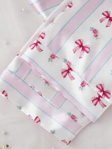2pcs/Set Girls Cute Printed Long Sleeve Top And Pants Casual Comfortable Pajama Set Girls Two Piece Pajama Set Pajama Set For Girls Cherry Pajama Set Cherry Kids Outfit Cherry Two Piece Set For Girl - Pink - View 4