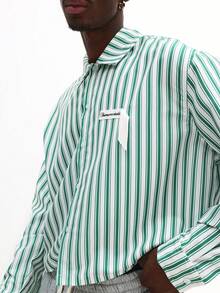 SUMWON Retro Long Sleeve Button Down Relaxed Fit Vertical Stripe Shirt Casual Business Office Wear Classic Spring Autumn