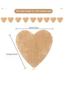13 piezas de 3.5m de banderines de arpillera con forma de corazón reutilizables, guirnalda de arpillera estilo rústico para boda DIY, bandera de lino personalizable adecuada para cumpleaños, boda, fiesta, graduación, patio, hogar, eventos grandes, centro comercial, y ceremonia de graduación - Banner en forma de corazón - Ver 2