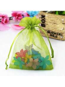 50/100个礼品包装袋，橄榄绿色欧根纱糖果袋，绿色包装袋及餐具，万圣节和圣诞节家居用品，节日、婚礼和派对礼品包装用品，节庆活动和派对礼品包装袋。适用于各种节日派对、聚会、生日、婚礼、结婚礼品包装用品、珠宝包装欧根纱袋、糖果袋、旅行收纳包装袋和节日礼品袋，也适用于水果防虫罩袋。 - 彩色 - 查看 3