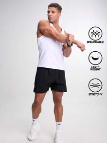 Camiseta de tirantes casual de unicolor para hombres, versátil para el verano - Blanco - Ver 3
