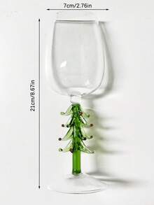 1个圣诞树造型高脚杯，红酒杯，葡萄酒杯，玻璃器皿，适用于家庭、餐厅、家居装饰、餐具、圣诞礼物