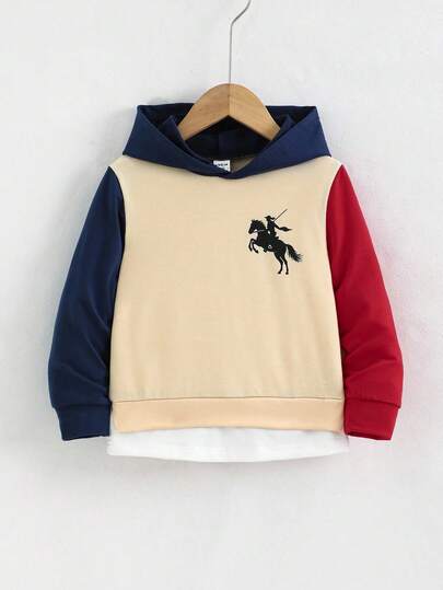 SHEIN 男童撞色马匹印花卫衣，秋冬款