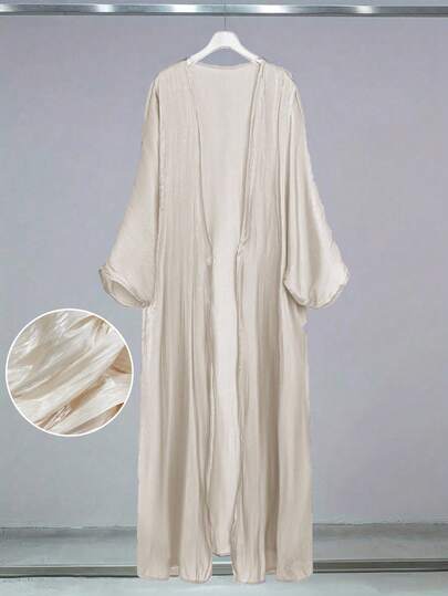 Al Najma Spring/Summer Casual Solid Color Batwing Sleeve Extra Modest Arabian Long Abaya Robe, Fashionable Kimono-Style Cover Up