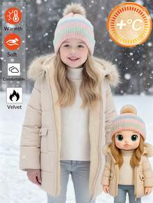 Emery Rose Kids Emery Rose Kids 女童纯色连帽人造毛皮饰边口袋羽绒服 女童带帽冬装 女童保暖内衬冬装 女童带毛皮帽冬装外套 儿童保暖冬装 女童冬季派克大衣 女童连帽羽绒服 女童秋季冬装 - 卡其色 - 查看 2