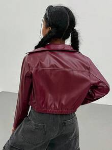 Sparklyn Girls' PU Leather Jacket, Red Short Motorcycle Jacket, Street Fashion Cool Style,Winter Clothes,Fall Clothing,Long Sleeve Tops,Long Sleeve Shirts