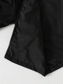 Tween Boy Letter & Stripe Print Zip-Up Casual Hoodie Jacket, Autumn - Black - View 4