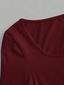 SHEIN Essnce 4 件套女士休闲简约圆领 T 恤，纯色，适合秋冬季，分层，户外，汗衫 - 彩色 - 查看 12