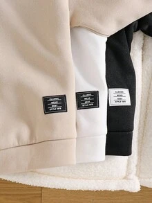 SHEIN 3pcs/Set Young Girl Solid Color Letter Applique Hooded Casual Sweatshirt Set Autumn Winter Clothes For Women - Multicolor - View 6