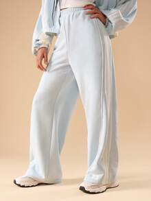 SUMWON Ensemble de survêtement décontracté pour adolescentes, comprenant un sweat-shirt à capuche zippé bleu clair et un pantalon de jogging assorti - Bleu ciel - Voir 4