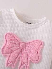 3pcs Newborn Baby Girls'white And Pink Pajama Set,Cute Cloud Print Plush Hoodie Robe,Long Sleeve Ribbed Top & Pants,Autumn Holiday Winter Outfit - Baby Pink - View 5