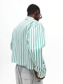 SUMWON Retro Long Sleeve Button Down Relaxed Fit Vertical Stripe Shirt Casual Business Office Wear Classic Spring Autumn