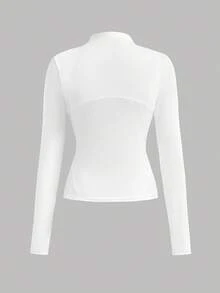 SHEIN Girlism Kurtka sportowa dla nastolatek, biała, casualowa, lekka, zapinana na zamek, dopasowana do biegania, siłowni, jogi, odpowiednia na wiosnę, lato i powrót do szkoły jesienią/zimą