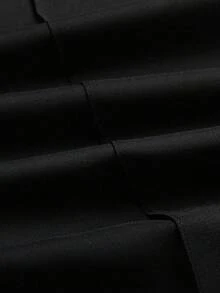 SHEIN Tall CURVE 大码女式纯色休闲百搭优质粘胶直筒松紧腰裤，适合工作和日常穿着，秋冬季 - 黑色 - 查看 3