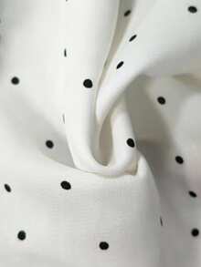 SHEIN Elenzya Women's Elegant Casual Polka Dot Patchwork Stand Collar Lantern Sleeve Pleated Blouse, Suitable For Women's Daily Life, Work, Commuting, Autumn/Winter Season - Black and White - View 8