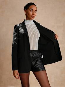 Vesra 亮片装饰优雅派对女式西装外套 - 黑色 - 查看 8