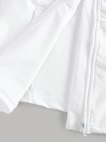 SHEIN Girlism Kurtka sportowa dla nastolatek, biała, casualowa, lekka, zapinana na zamek, dopasowana do biegania, siłowni, jogi, odpowiednia na wiosnę, lato i powrót do szkoły jesienią/zimą