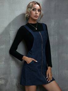 EMERY ROSE Women's Solid Color Minimalist Casual Dress - Blue - View 6