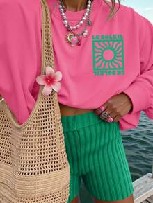 DrmWander Plus Size Vacation Vibe Sweatshirt Winter Fall Autumn