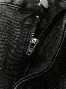 Manfinity Denimwave Men's Casual Distressed Ripped Frayed Hem Black & Grey Stacked Jeans, Perfect Holiday Gift For Boyfriend & Husband Punk Pants Men Tripp Pants Goth Pants Men - Dark Grey - View 8